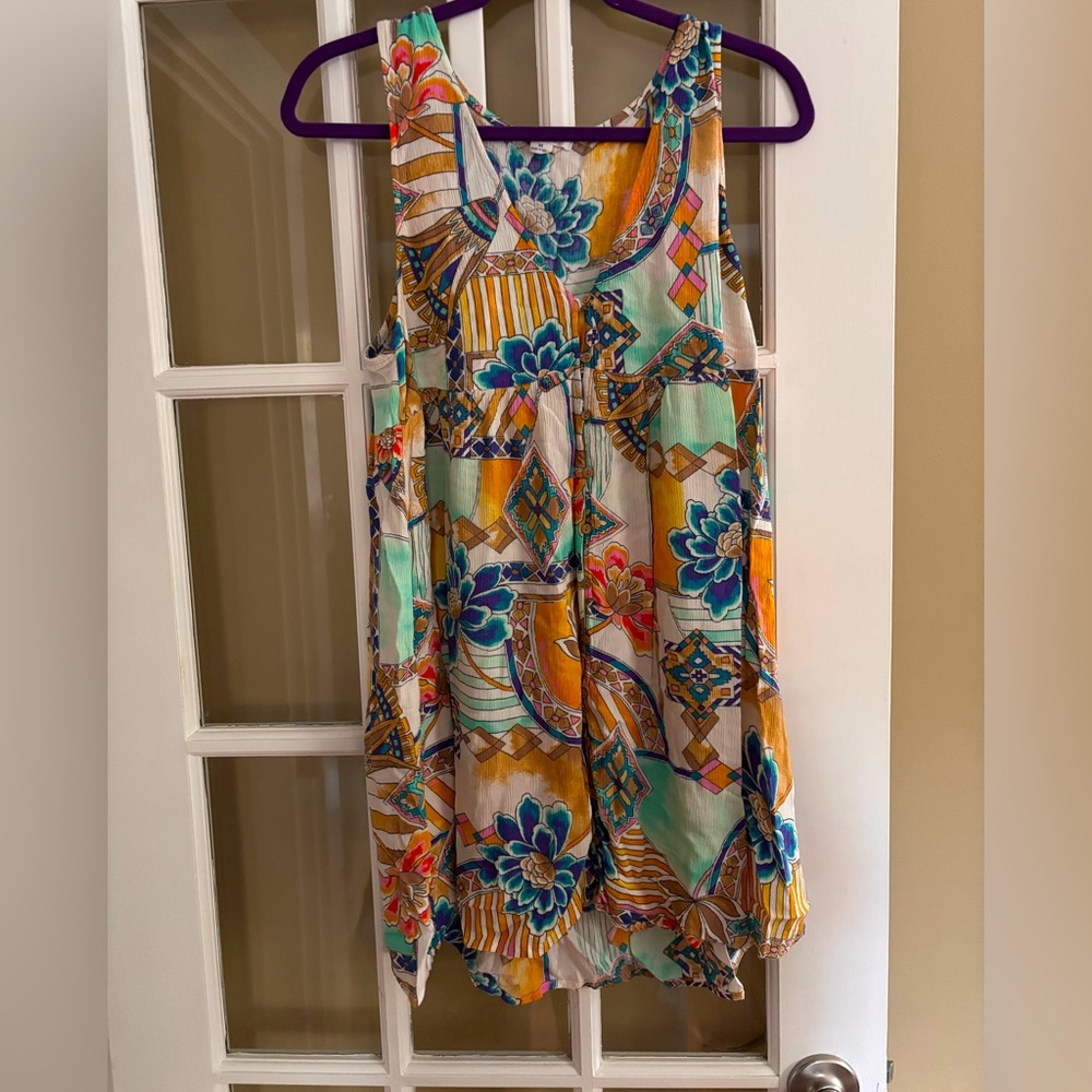 Oneill tile print button front beach dress/coverup